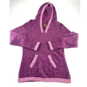 The Alpaca Connection Sweater Womens Medium Purple Pink Hooded Pockets Soft
